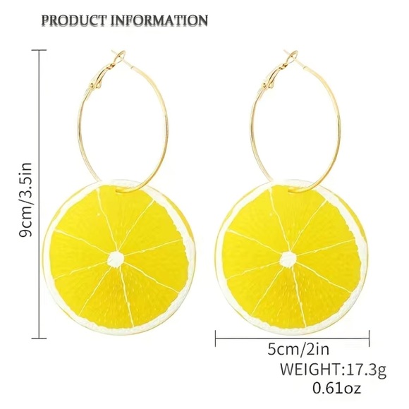 ๐ NWT- Lemon Slice Dangle Earrings in 14k Gold Overlay ๐ - Picture 4 of 4